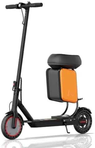 electric scooter with seat 19mph 21 mile range 350w motor 85 solid tires with app control dual brake system foldable commuter e scooter with storage bag ul2272 certified